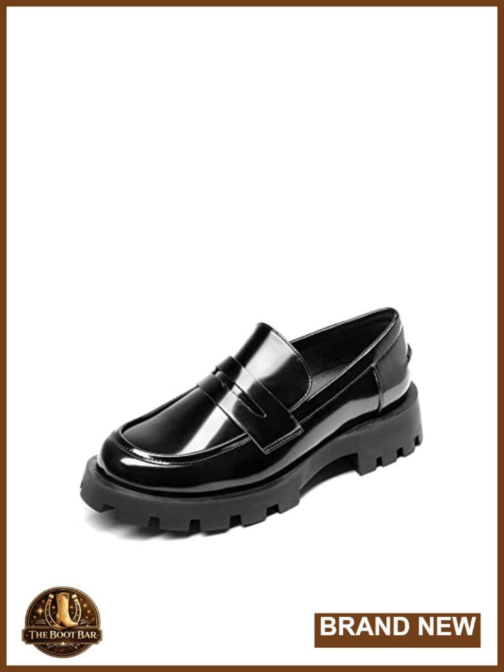 Womens Platform Chunky Loafers PU Slip-On Business Casual Shoes